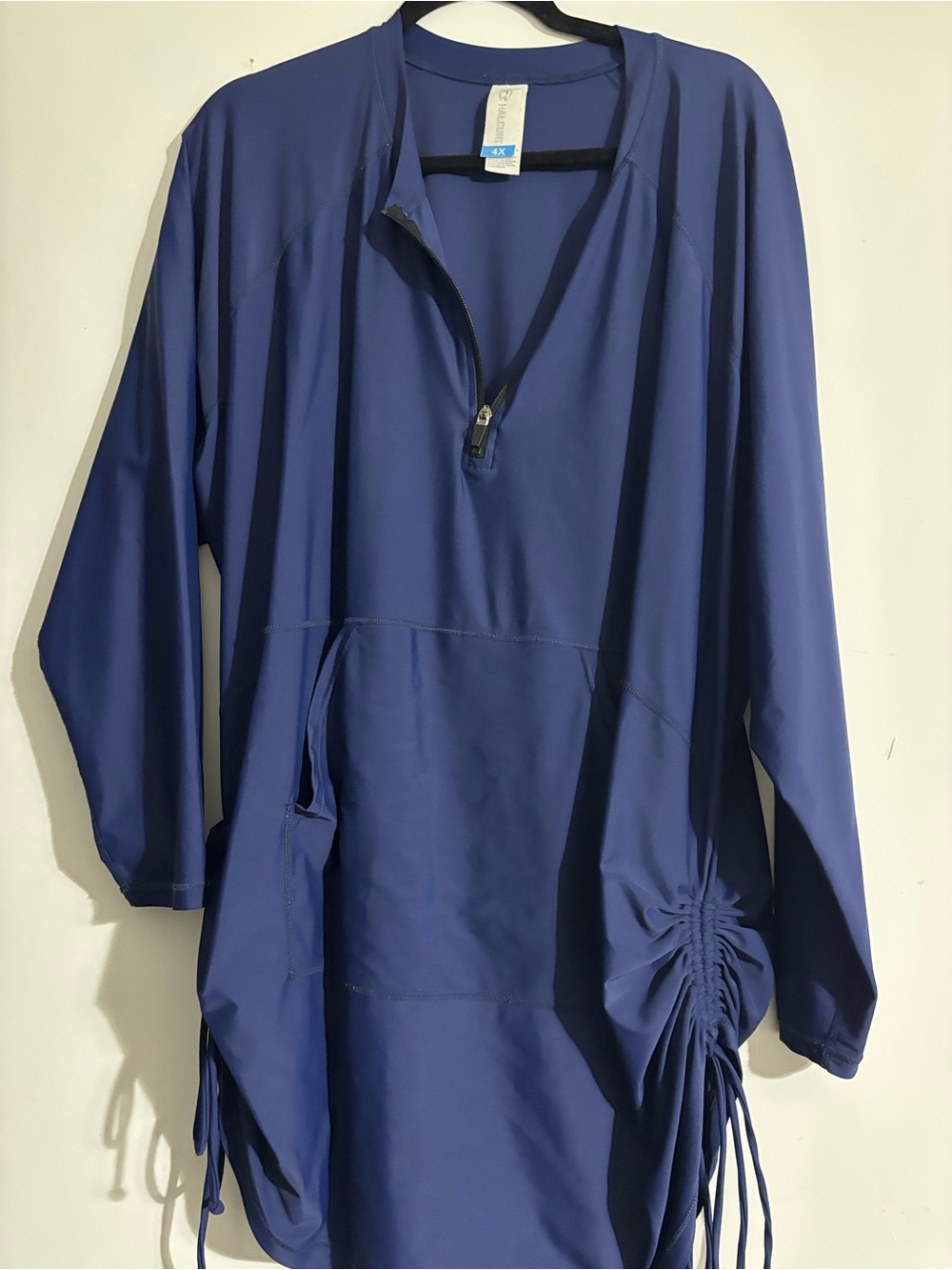 Classic Navy Pullover Tunic Top with Side Drawstring